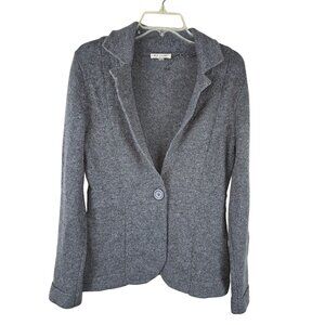 Neiman Marcus Cashmere Womens Grey Knit Blazer Jacket Size M